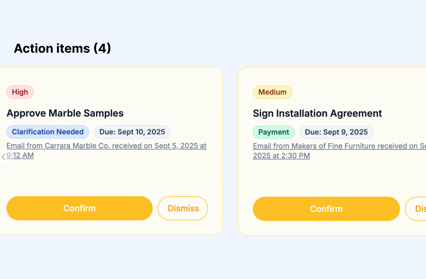 Email to action workflow preview